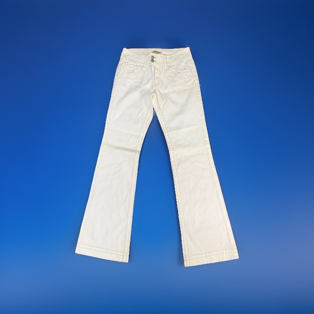 CAbi Western Bootcut Jeans Womens 6 White Cotton Stretch Low Rise Retro Flare